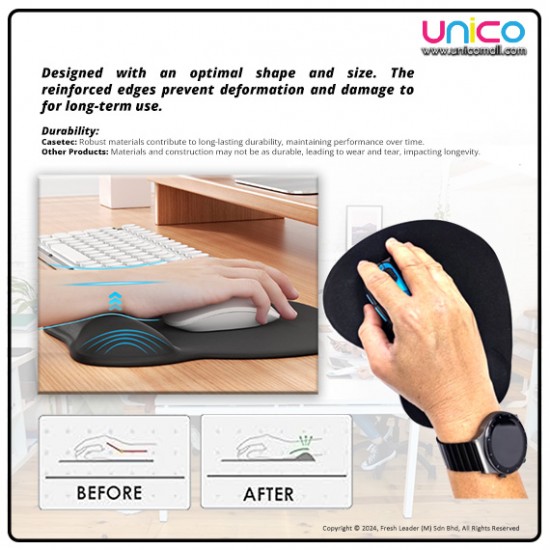 CASETEC Wrist Support Mouse Pad: Boost Productivity & Comfort with Ergonomic Design