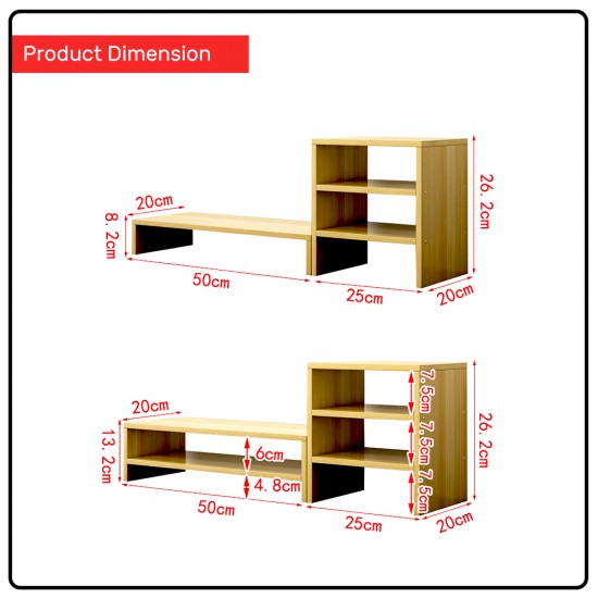 Wood Computer Monitor Stand Riser and PC Screen TV Riser for Home Office (Double Layer)