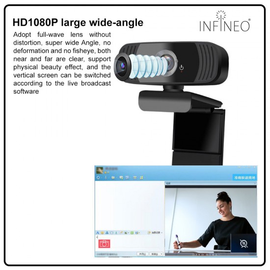  1080P Webcam - USB Webcam with Microphone & Physical