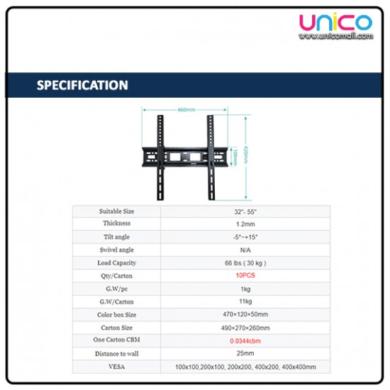 Adjustable Universal Tilt Wall Mount LED LCD TV Bracket 32"-55"